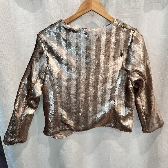 Baby Phat Sequin Jacket Women Medium Rose Gold Cropped Date Night Prom Wedding‎ - Picture 2 of 12